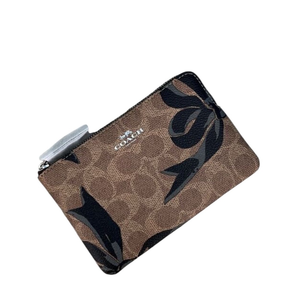 Coach Tan and Black Signature Pouch
